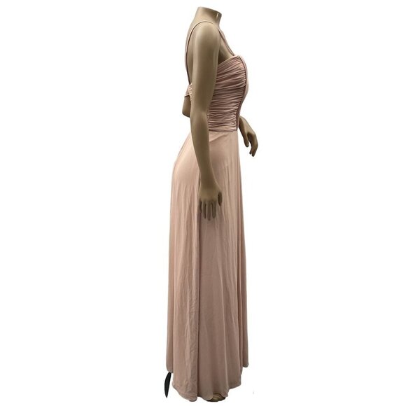 Wtoo By Watters Chiffon Spaghetti Straps Bridesmaids Maxi Dress Blush Pink 10 - Picture 4 of 9